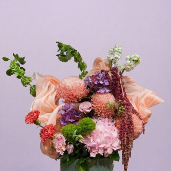 vase flower with fabric design