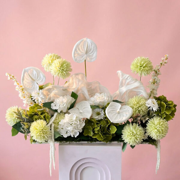 Serene Garden White & Green Centerpiece